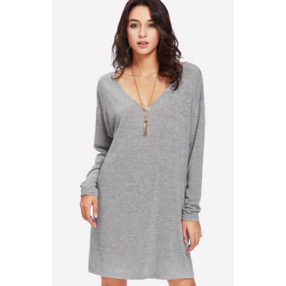Drop Shoulder Marled Knit Tee Dress - Picture 2 of 7
